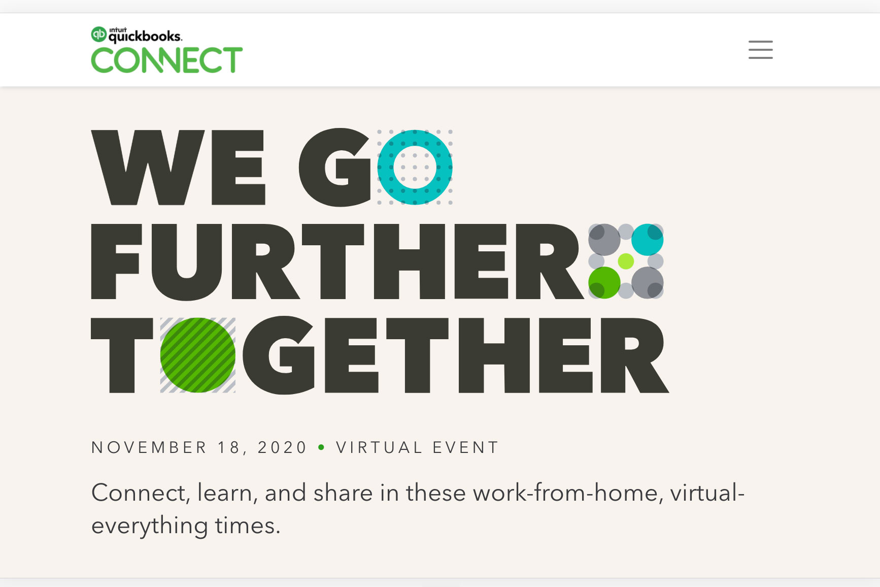 Visual from Intuit to announce QBConnect 2020 with the message: "We go further together" | Knowify