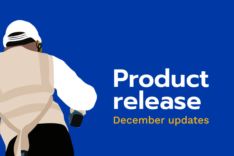 Contractor illustration to announce our latest product release | December updates | Knowify