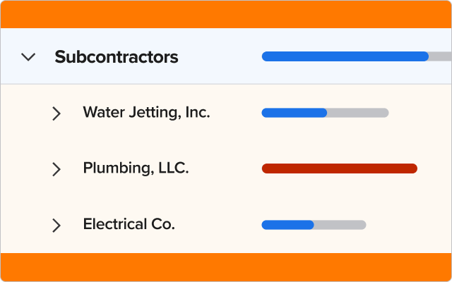 Partial view of subcontractor contracts to manage work with subs | Excavating contractor | Knowify