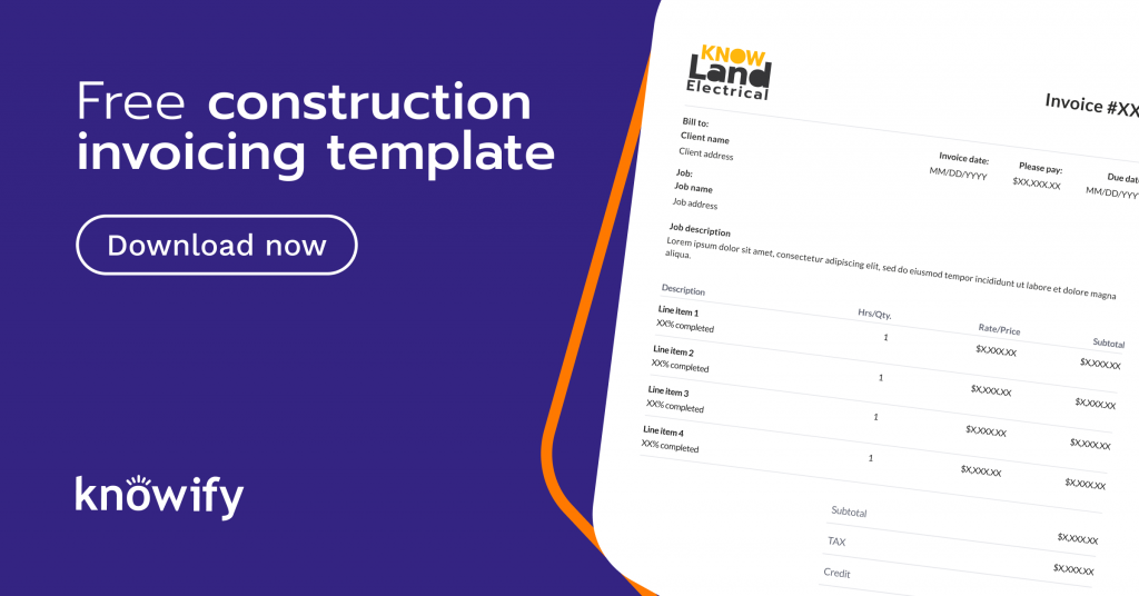 Link to download free construction invoicing templates in various invoicing formats.