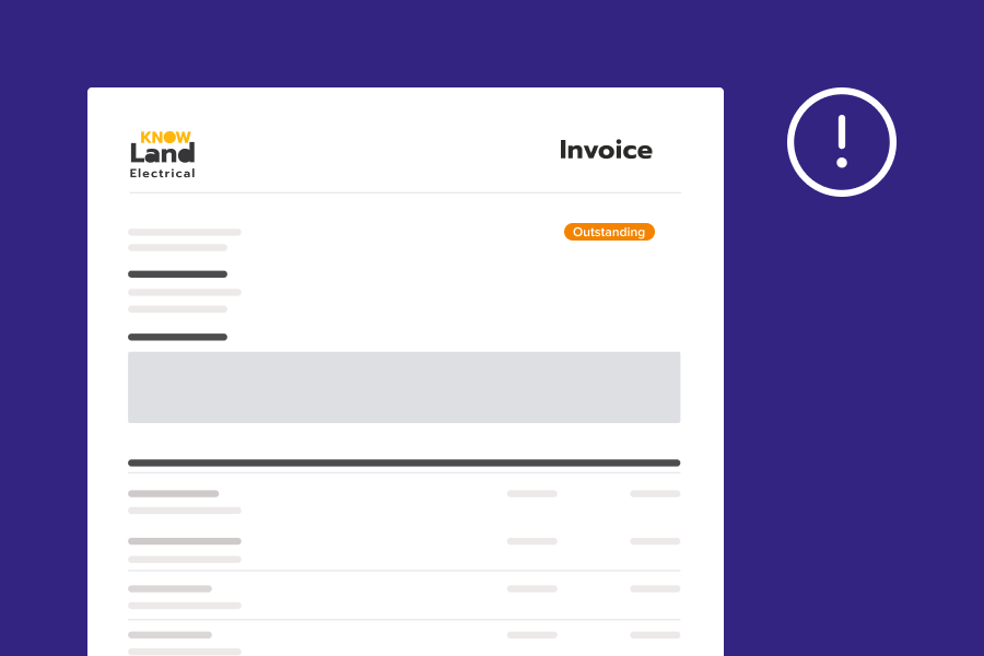 Abstraction of an invoice with alert iconography | Construction invoicing mistakes | Knowify