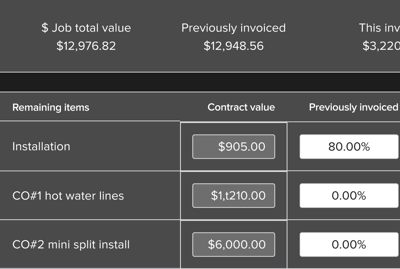 Change order alerts and invoice generation