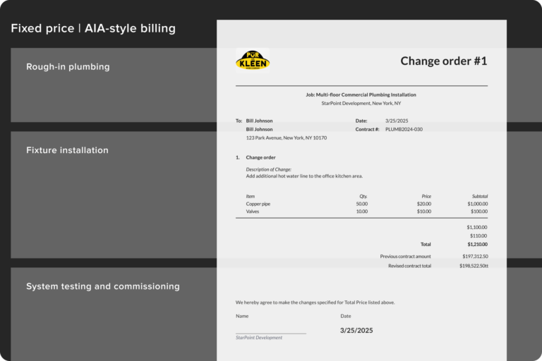 Construction change order software for trade contractors