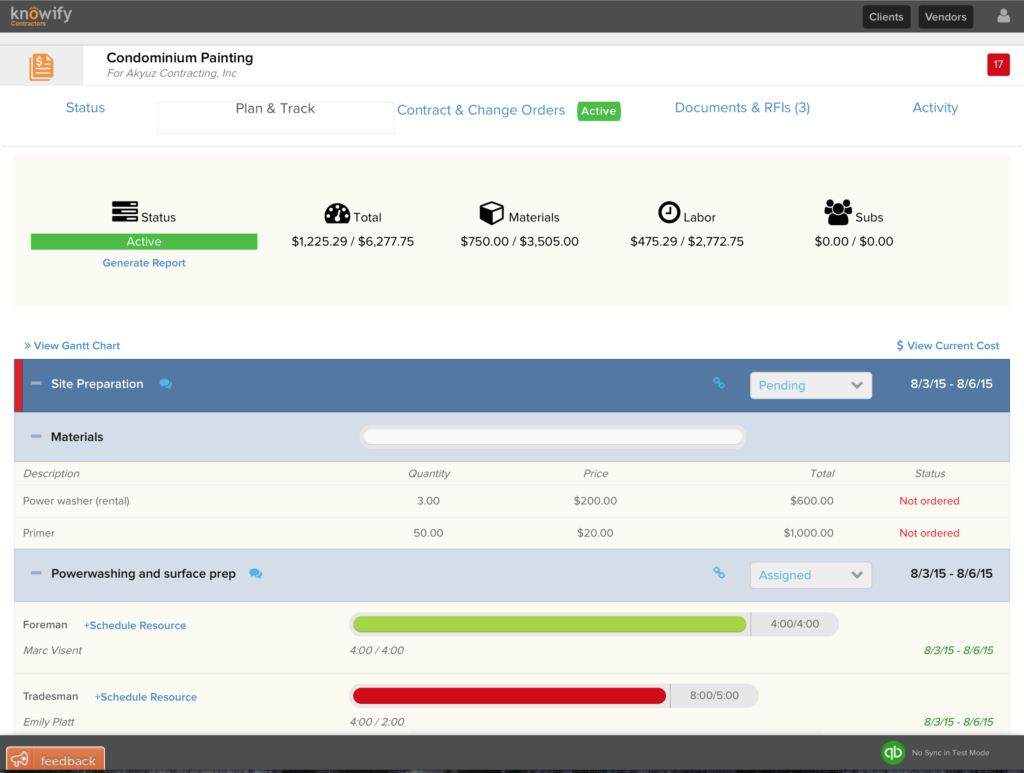 Estimating and Scheduling with Knowify