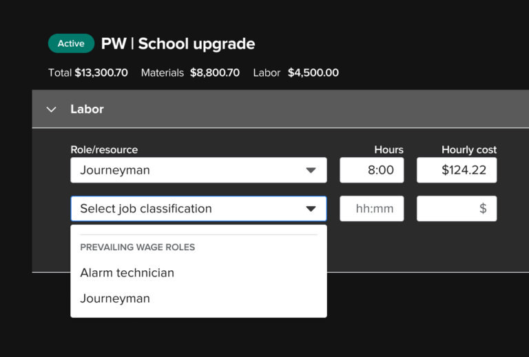 Prevailing wage project budget