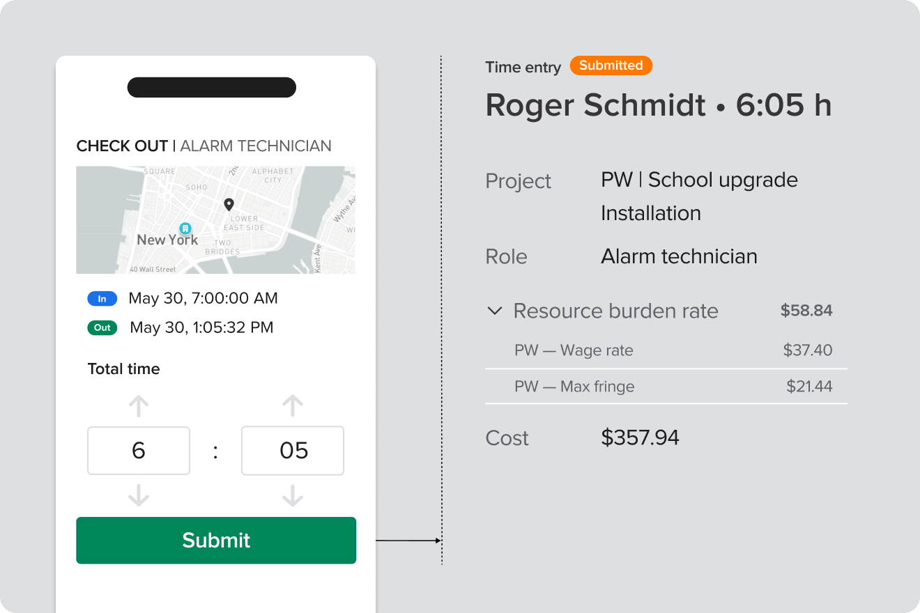 Prevailing wage time tracking in Knowify