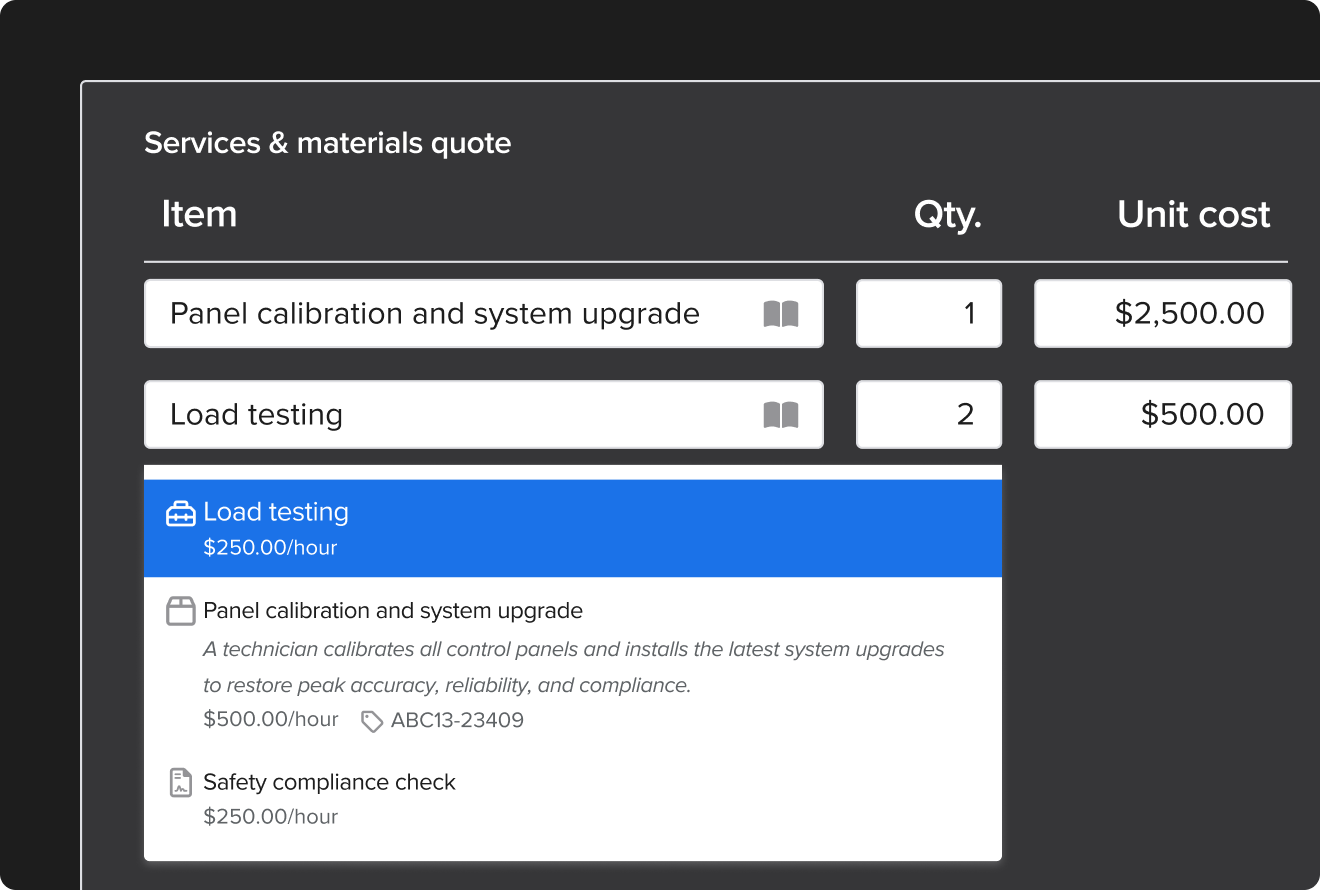 Knowify service job line item tracking