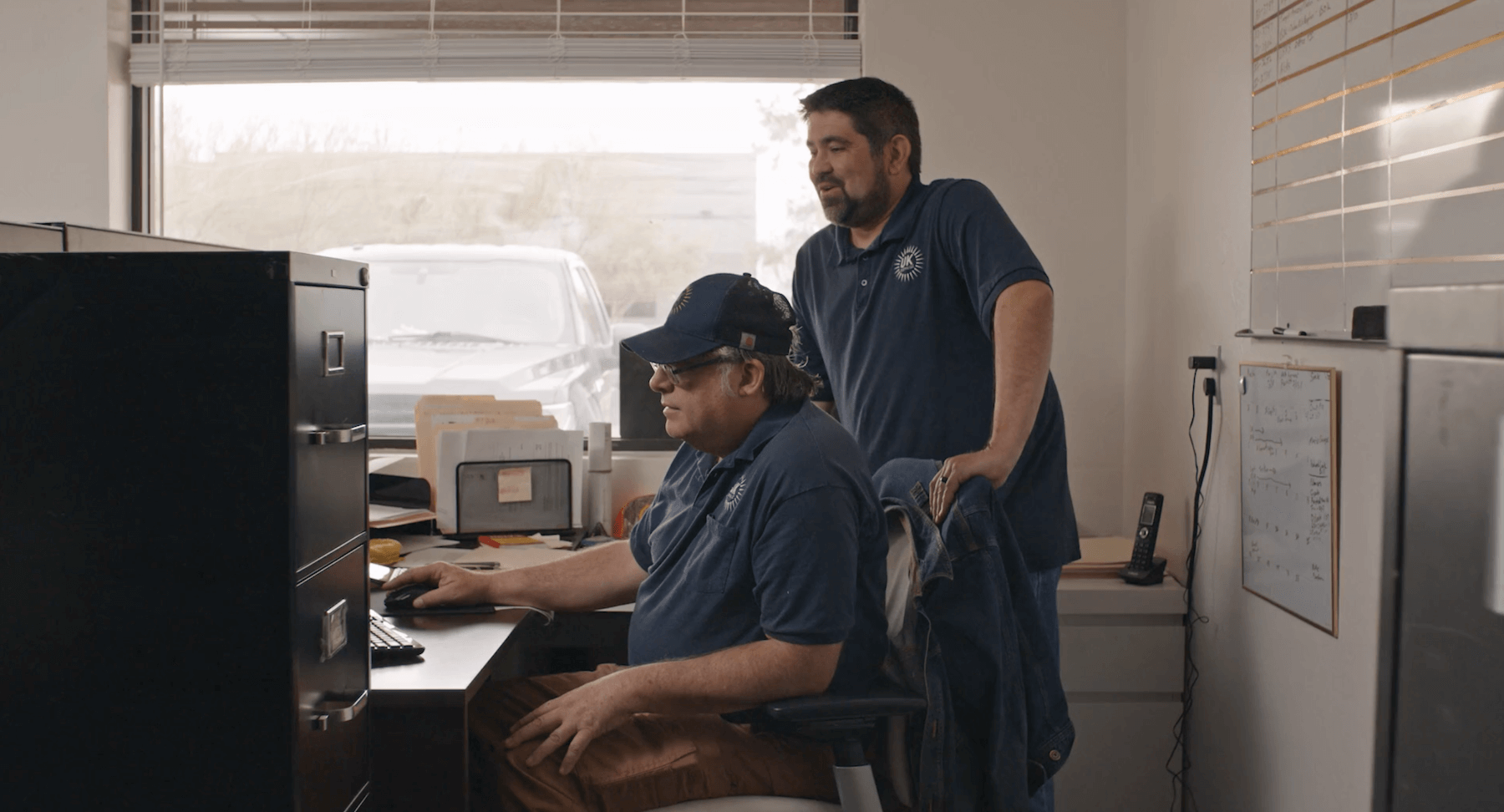 Electrical contractor working in office